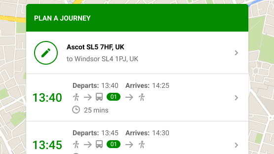 journey planner at bus